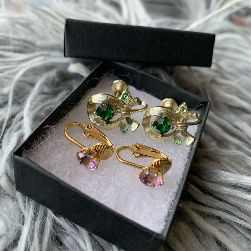 Two Pairs of Earrings Vintage Clip/Screw on